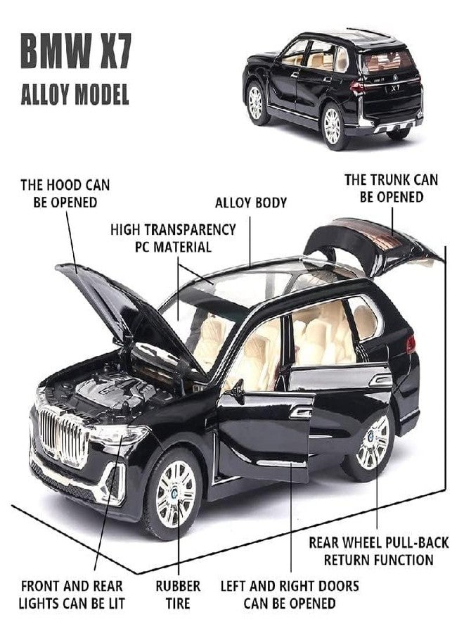 سيارة لعبة نموذجية متوافقة مع سيارة BMW X7 الرياضية متعددة الاستخدامات من بلاك زون، مصنوعة من سبائك الزنك، تعمل بنظام السحب للخلف، مزودة بأصوات وأضواء، هدية مثالية للأطفال (أحمر 1) - Image 4